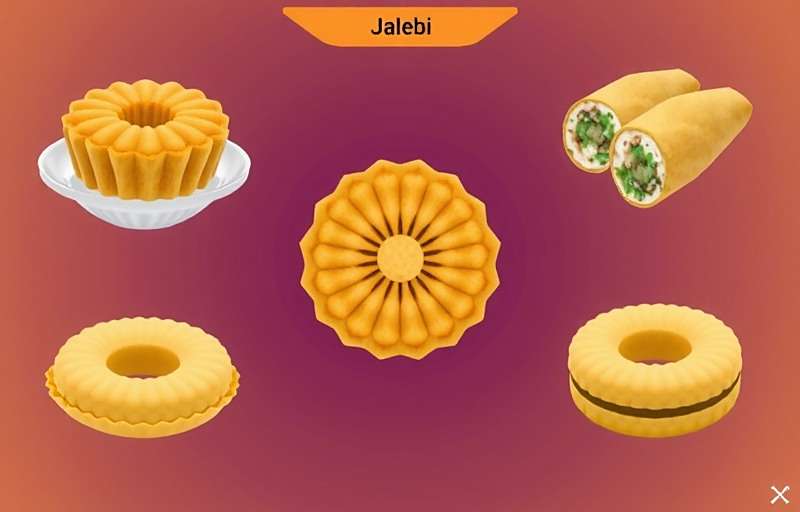 JalebiJourney - Jalebi Variations Virtual representations of various jalebi variations in JalebiJourney including classic, mawa, and paneer stuffed versions
