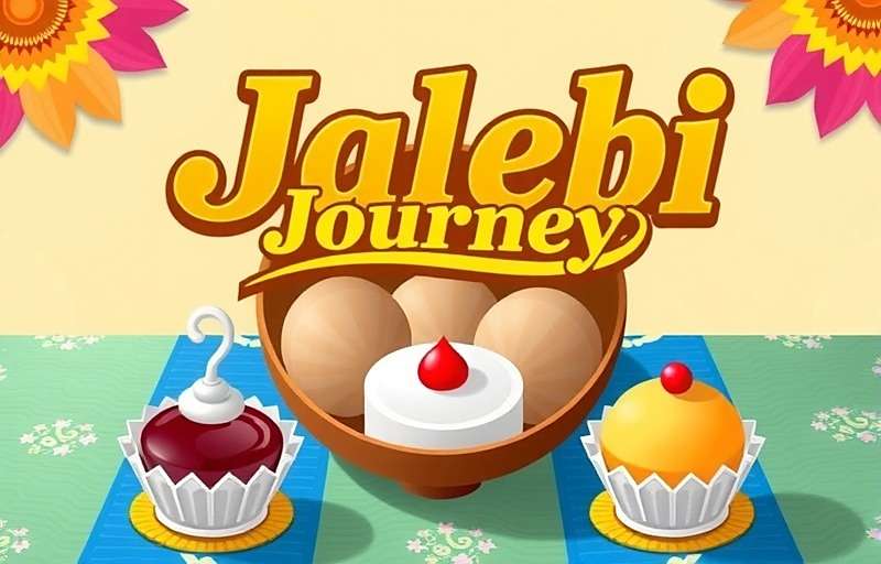 JalebiJourney - India's Sweet Gaming Experience JalebiJourney game cover showing traditional Indian sweets including jalebi, gulab jamun and rasgulla